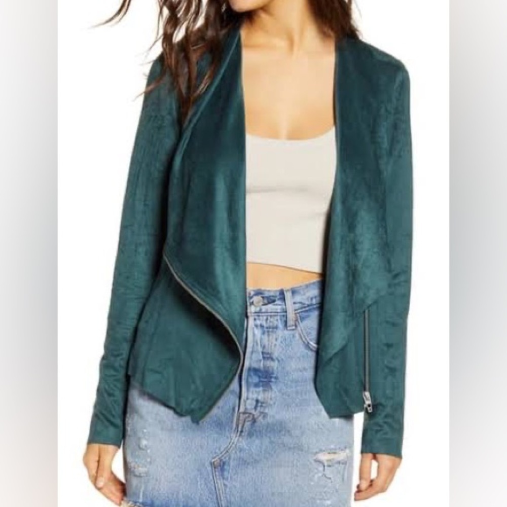 Blank NYC XS Drape Front Faux Suede Jacket